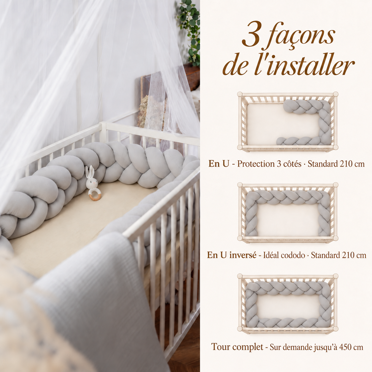 3 façons d'installer la tresse de lit bébé - Prestige Baby