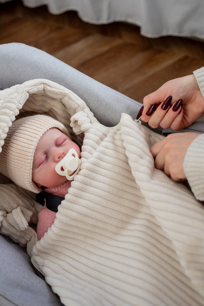 Duo Sortie Bébé Velours d'Amour | Nid d’ange cosy & Sac à langer assortis | Tons colorés