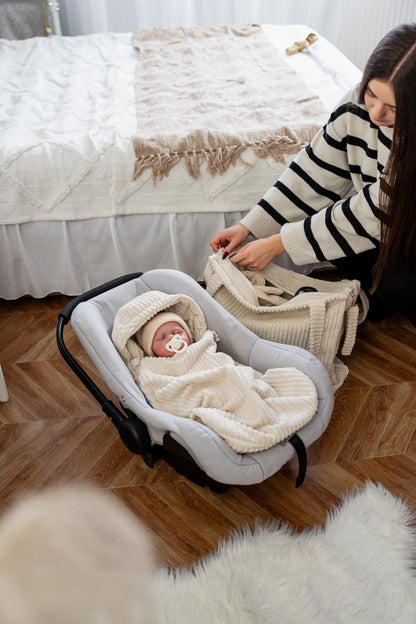 Duo Sortie Bébé Velours d'Amour | Nid d’ange cosy & Sac à langer assortis | Tons colorés