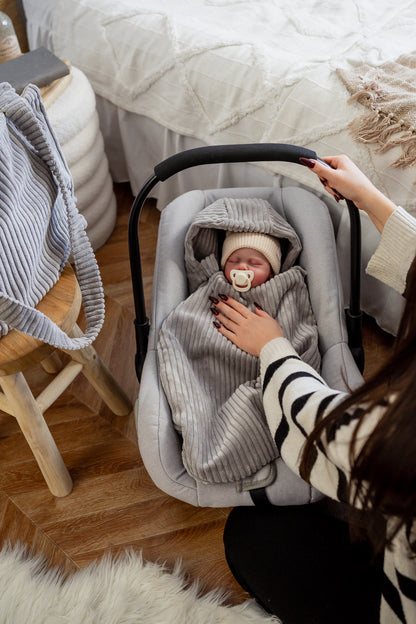 Duo Sortie Bébé Velours d'Amour | Nid d’ange cosy & Sac à langer assortis | Tons colorés