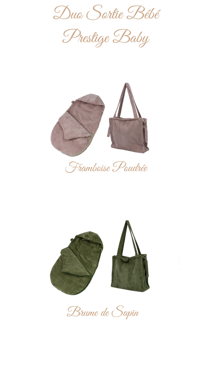Duo Sortie Bébé Velours d'Amour | Nid d’ange cosy & Sac à langer assortis | Tons colorés