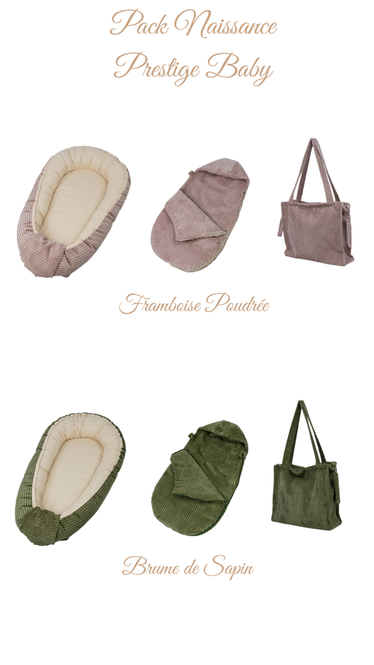 Pack Naissance Prestige Velours d’Amour | Cocon, Nid d’ange & Sac à langer assortis | Tons Colorés
