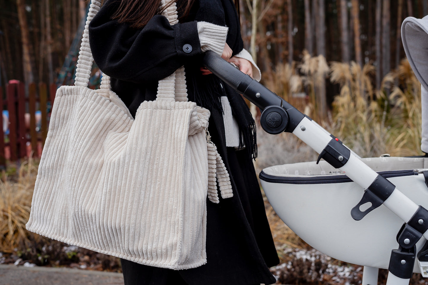 Sac à langer "Velours côtelé" avec  son tapis  à langer - 💝 Offre Pack Naissance