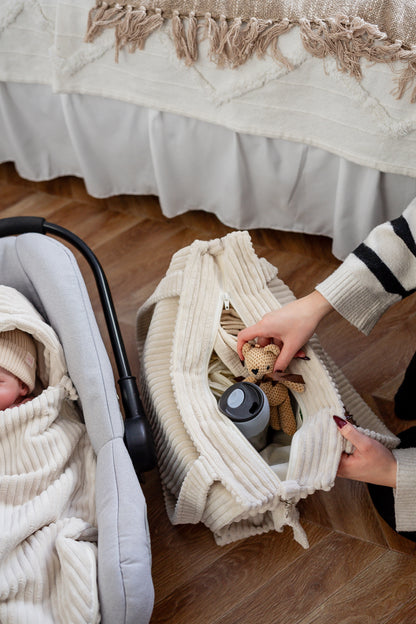 Sac à langer "Velours côtelé" avec  son tapis  à langer - 💝 Offre Pack Naissance
