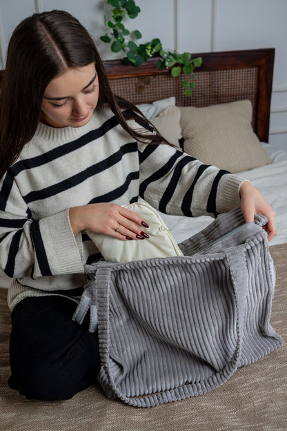 Pack Naissance Prestige Velours d’Amour | Cocon, Nid d’ange & Sac à langer assortis | Tons Neutres